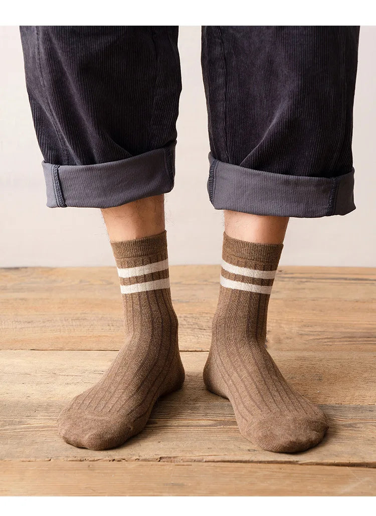 Men Socks 100 Cotton Fashion Black White Stripe Crew Mens Sock Sports High Skateboard Streetwear Happy Long Sox Short Crew Socks