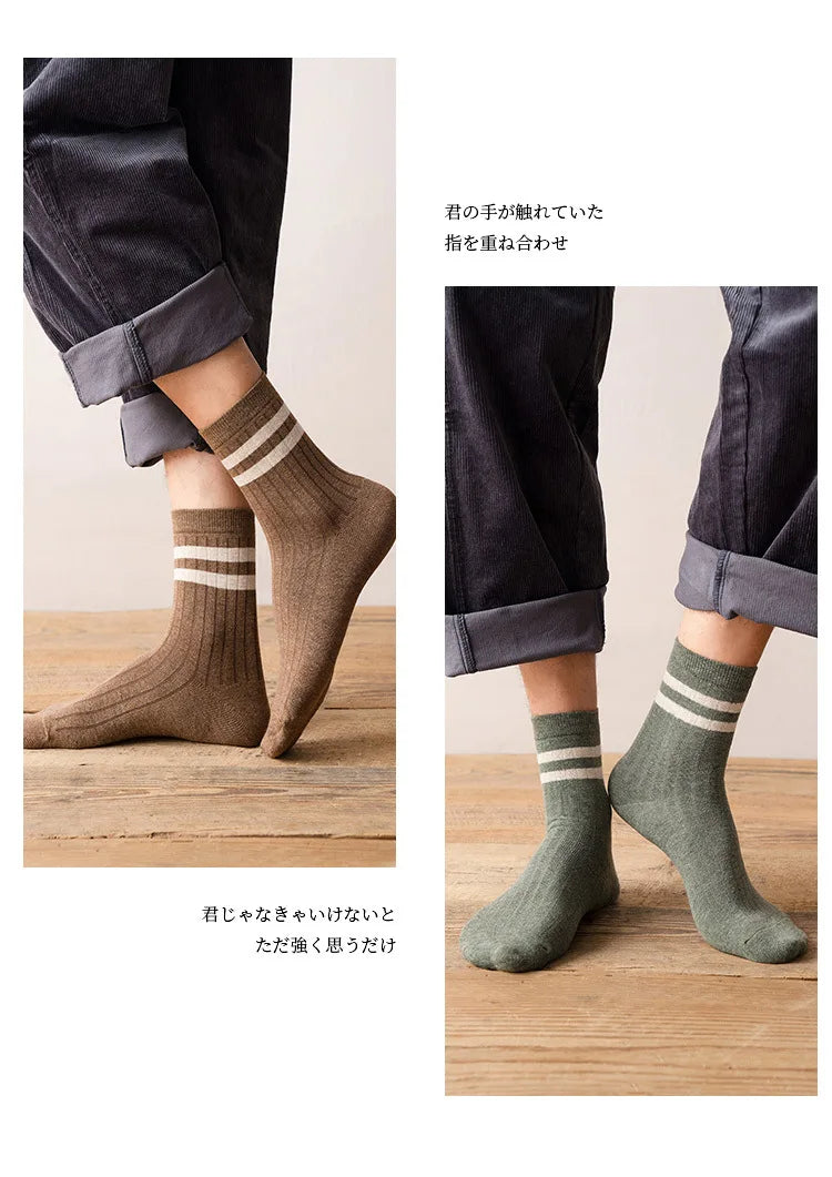 Men Socks 100 Cotton Fashion Black White Stripe Crew Mens Sock Sports High Skateboard Streetwear Happy Long Sox Short Crew Socks