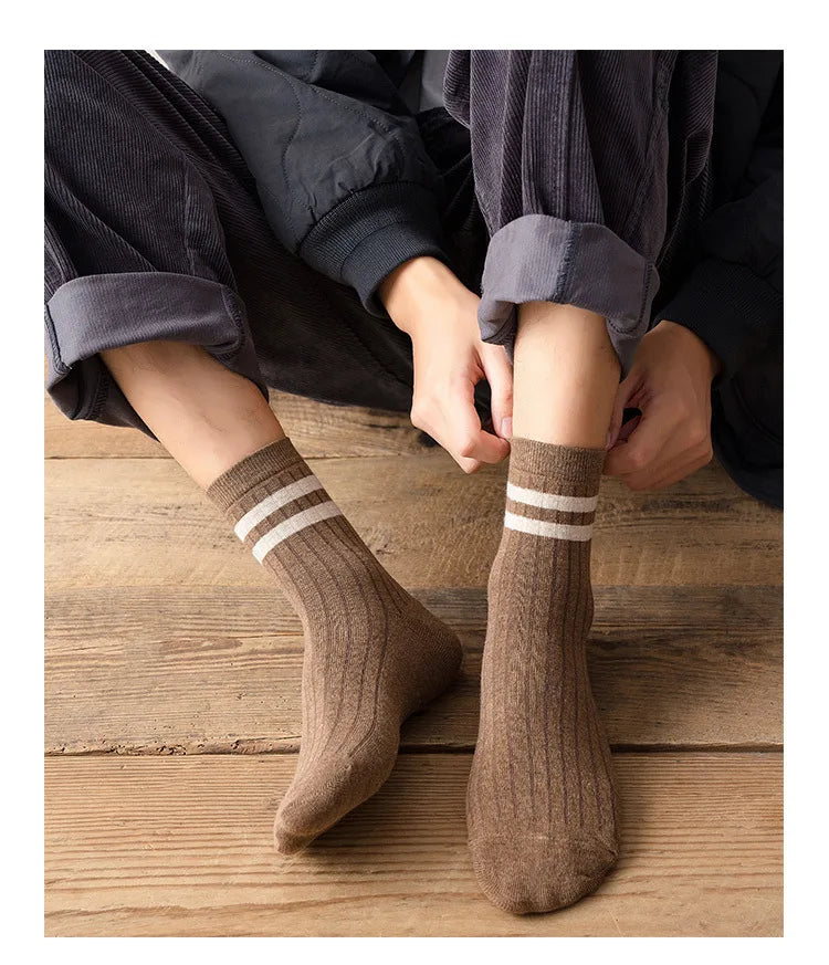 Men Socks 100 Cotton Fashion Black White Stripe Crew Mens Sock Sports High Skateboard Streetwear Happy Long Sox Short Crew Socks