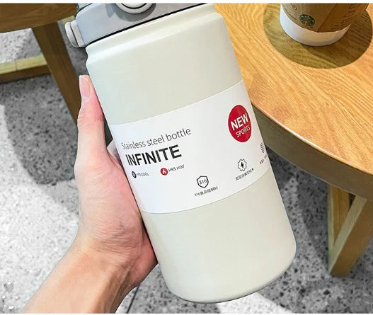 2L/ 67.63oz Large Capacity Stainless Steel Insulated Tumbler with Handle, Ice-Keeping and Thermal Straw, Sports Water Bottle