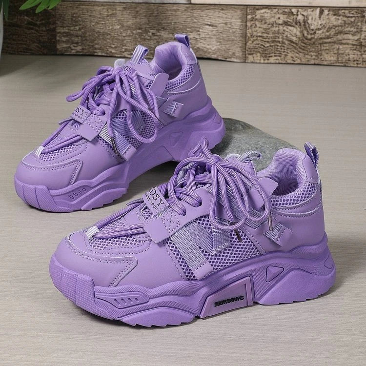 Purple Platform Sneakers for Women Breathable Mesh Casual Shoes White Thick Sole Sneakers Woman Luxury Designer Women Sneakers