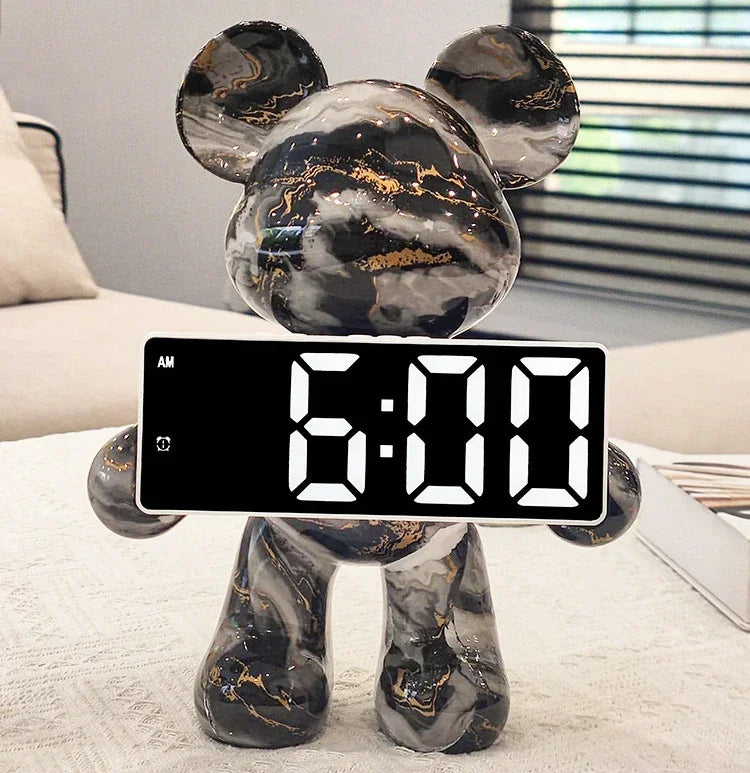 Digital Desk Clock Bear Desktop LED Nordic Electronic Table Clock Display Luxury Clocks Bedroom Aesthetic Decoration Room Gift