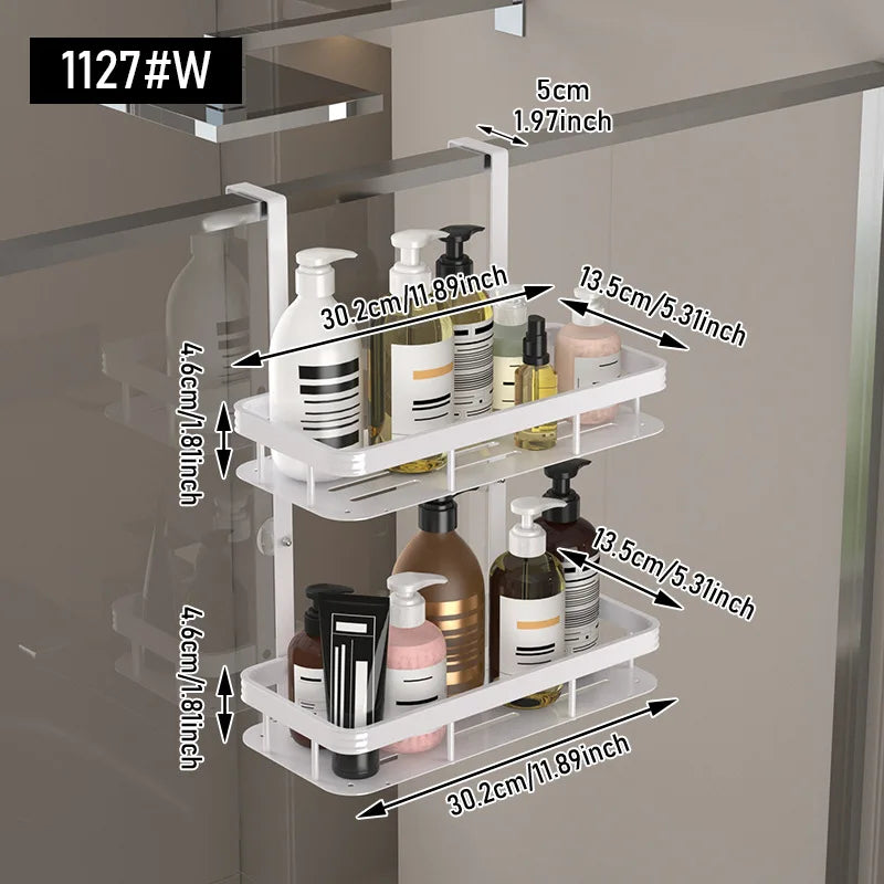 Shower Caddy Hanging 2 Tier Over Door Shower Shelf Bathroom Storage Rack No Drill for Shampoo and Razor Soap Bathroom Storage