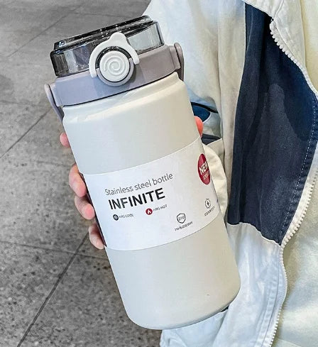 2L/ 67.63oz Large Capacity Stainless Steel Insulated Tumbler with Handle, Ice-Keeping and Thermal Straw, Sports Water Bottle