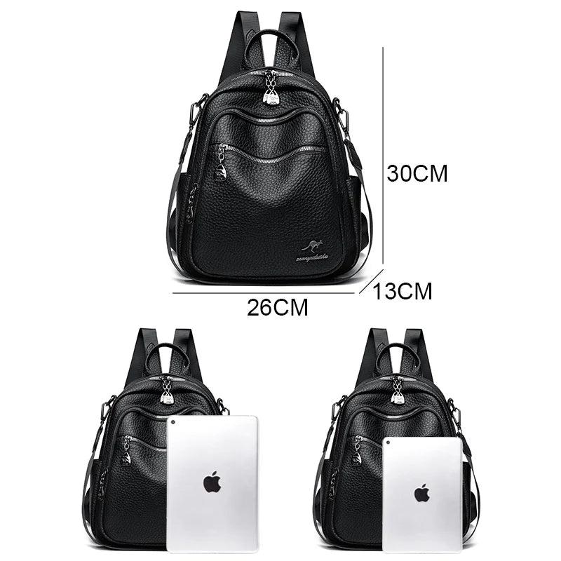 2025 Waterproof Leather Women Backpack Anti-theft Backpacks Shoulder Bags for Teenager Girls Large Capacity Travel School Bag
