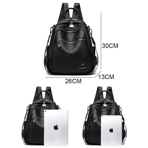 2025 Waterproof Leather Women Backpack Anti-theft Backpacks Shoulder Bags for Teenager Girls Large Capacity Travel School Bag