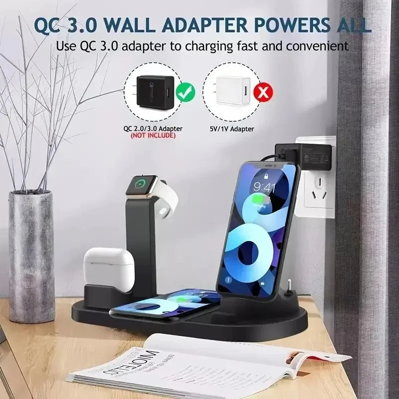 Universal Wireless Charging Station for iPhone17 16, 15, 14, 13, 12, 11 Pro Max/Pro/Mini/Plus & for AirPods Pro 2 - Quick Charge