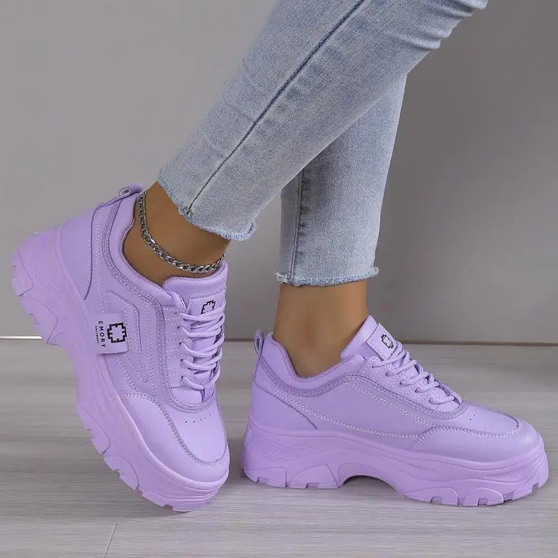 Purple Platform Sneakers for Women Breathable Mesh Casual Shoes White Thick Sole Sneakers Woman Luxury Designer Women Sneakers