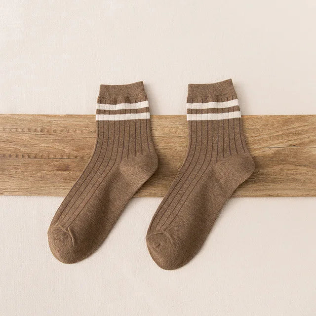 Men Socks 100 Cotton Fashion Black White Stripe Crew Mens Sock Sports High Skateboard Streetwear Happy Long Sox Short Crew Socks