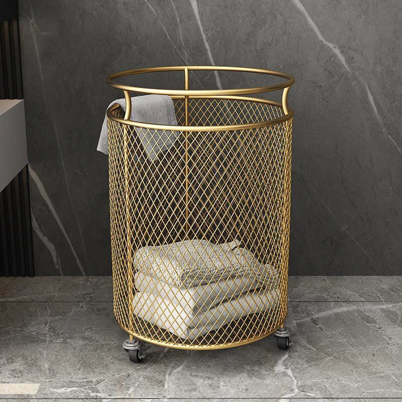 Nordic Laundry Baskets Portable Iron Laundry Baskets Large Capacity Storage Clothes Basket Bathroom Clothes Basket with Wheels