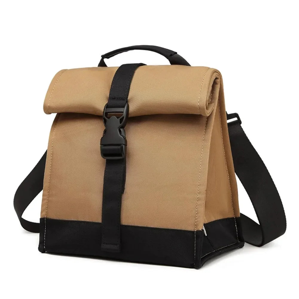 Adjustable Shoulder Strap Insulated Lunch Bag Lightweight Roll Top Collapsible Cooler Lunch Bags Shock-resistant Portable