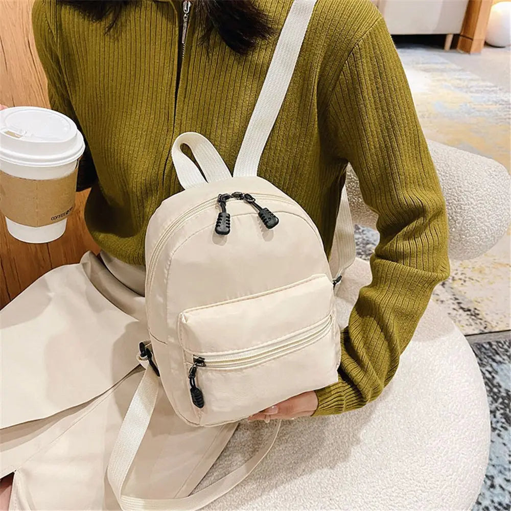 Teen Girls Casual Nylon Female Bag Mini Backpacks White Rucksack Small School Bags