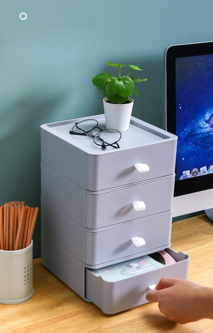 Office Supplies Desktop Storage Box Organizer Multi-layer Drawer Desk Storage Cabinet Rack Cosmetics Storage Box Desk Organizers