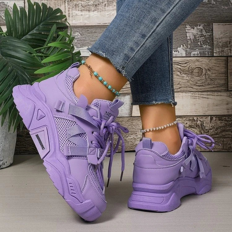 Purple Platform Sneakers for Women Breathable Mesh Casual Shoes White Thick Sole Sneakers Woman Luxury Designer Women Sneakers
