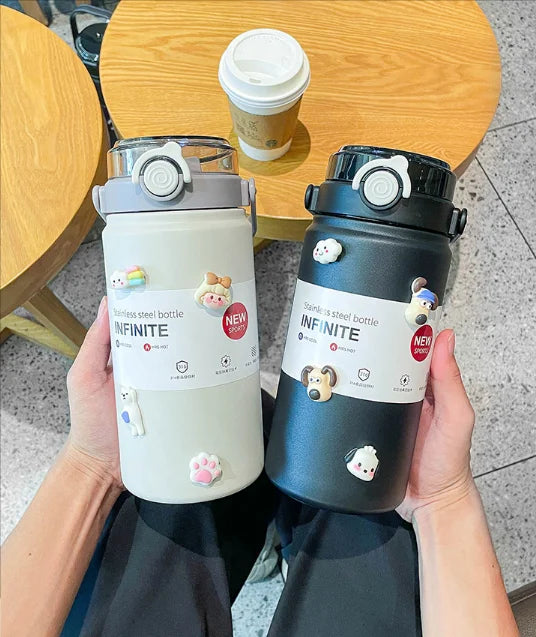 2L/ 67.63oz Large Capacity Stainless Steel Insulated Tumbler with Handle, Ice-Keeping and Thermal Straw, Sports Water Bottle