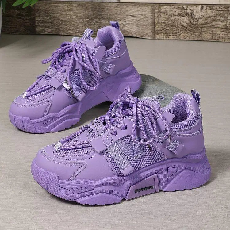 Purple Platform Sneakers for Women Breathable Mesh Casual Shoes White Thick Sole Sneakers Woman Luxury Designer Women Sneakers