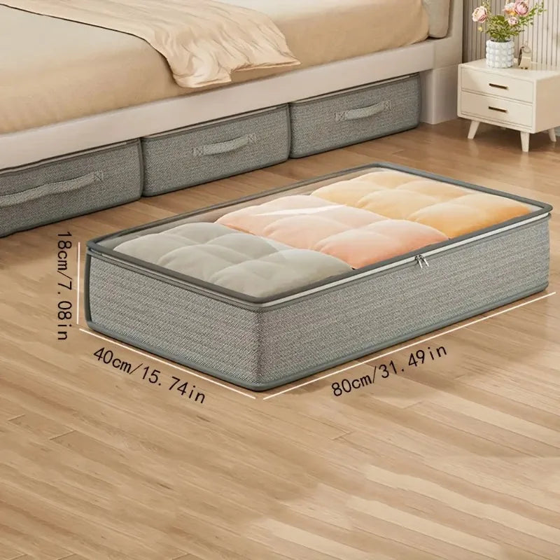 Large Under-Bed Storage Boxes,Stackable Durable Non-Woven Fabric Clothes Organizer Bins , for Bedroom Wardrobe Organization