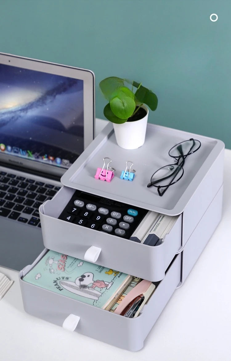 Office Supplies Desktop Storage Box Organizer Multi-layer Drawer Desk Storage Cabinet Rack Cosmetics Storage Box Desk Organizers