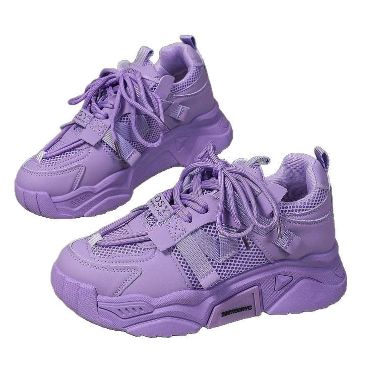 Purple Platform Sneakers for Women Breathable Mesh Casual Shoes White Thick Sole Sneakers Woman Luxury Designer Women Sneakers