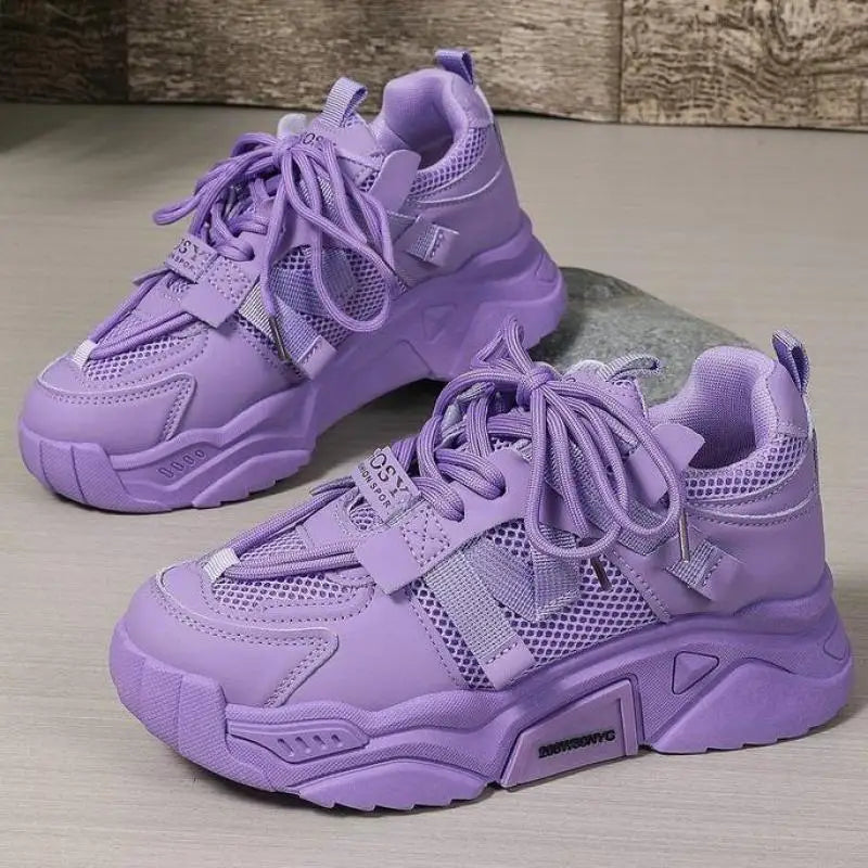 Purple Platform Sneakers for Women Breathable Mesh Casual Shoes White Thick Sole Sneakers Woman Luxury Designer Women Sneakers
