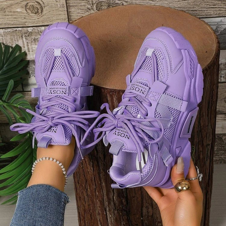 Purple Platform Sneakers for Women Breathable Mesh Casual Shoes White Thick Sole Sneakers Woman Luxury Designer Women Sneakers