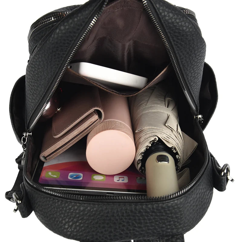 2025 Waterproof Leather Women Backpack Anti-theft Backpacks Shoulder Bags for Teenager Girls Large Capacity Travel School Bag
