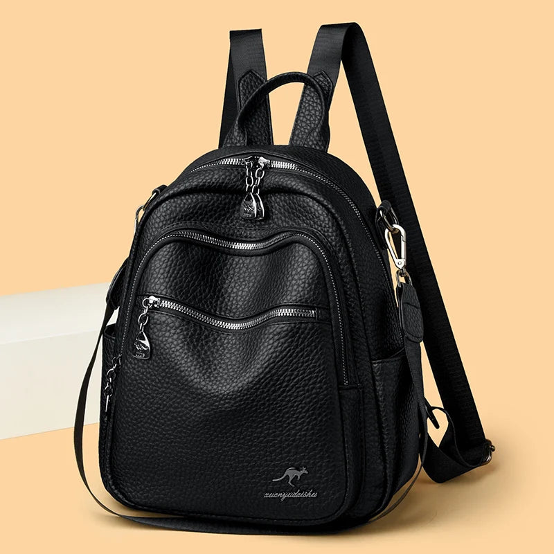 2025 Waterproof Leather Women Backpack Anti-theft Backpacks Shoulder Bags for Teenager Girls Large Capacity Travel School Bag