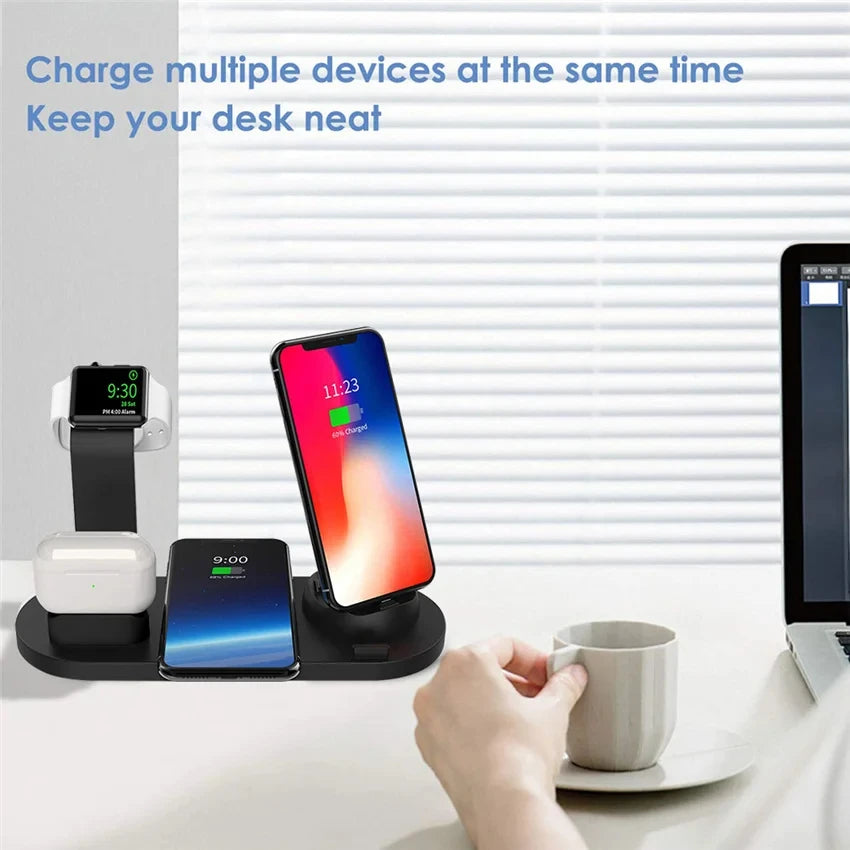 Universal Wireless Charging Station for iPhone17 16, 15, 14, 13, 12, 11 Pro Max/Pro/Mini/Plus & for AirPods Pro 2 - Quick Charge