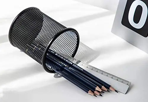 Container Desk Organizer Container Black Desktop Metal Pen Holders Mesh Pencil Cup Pen Case