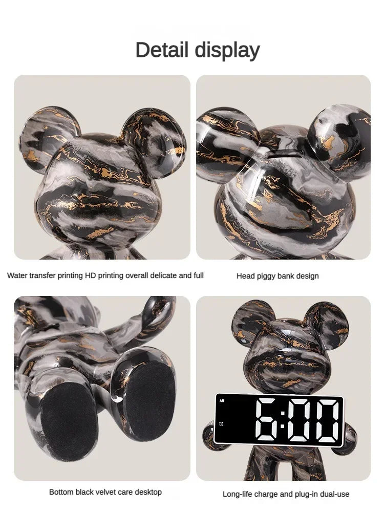 Digital Desk Clock Bear Desktop LED Nordic Electronic Table Clock Display Luxury Clocks Bedroom Aesthetic Decoration Room Gift