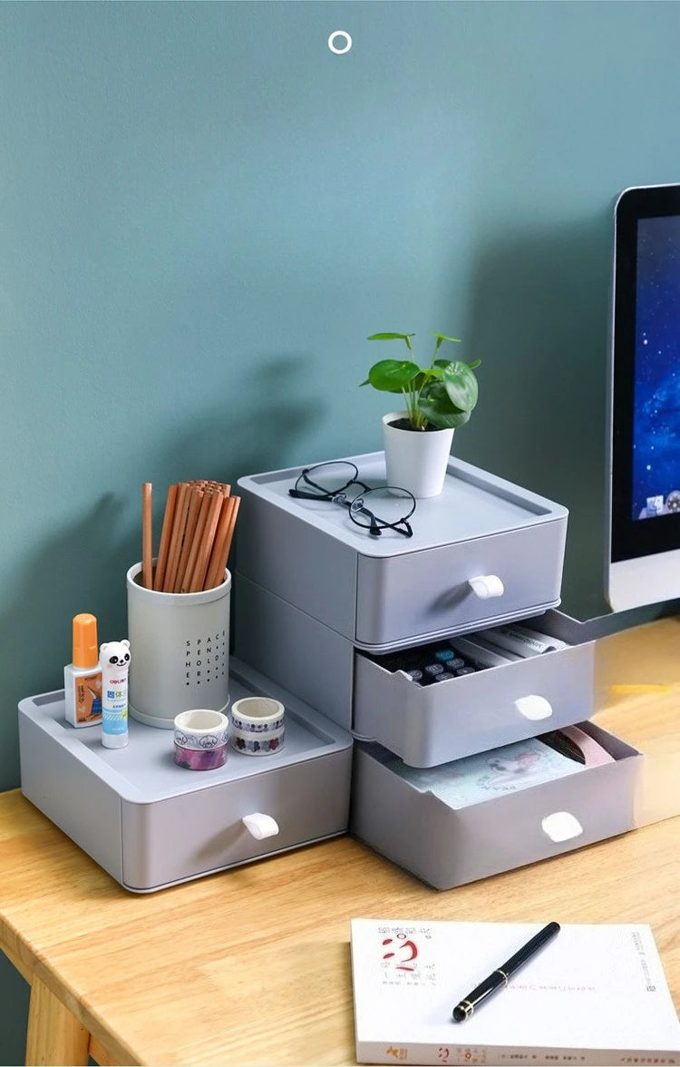 Office Supplies Desktop Storage Box Organizer Multi-layer Drawer Desk Storage Cabinet Rack Cosmetics Storage Box Desk Organizers