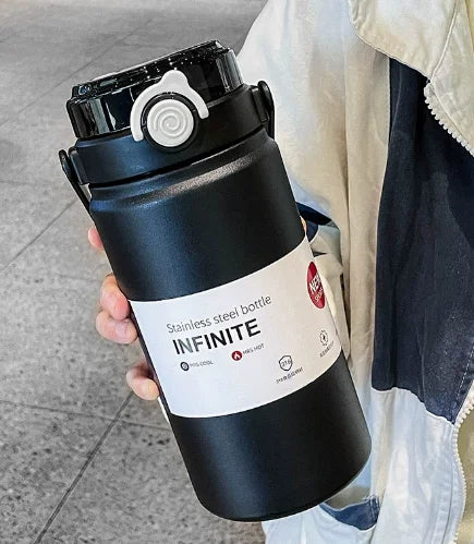 2L/ 67.63oz Large Capacity Stainless Steel Insulated Tumbler with Handle, Ice-Keeping and Thermal Straw, Sports Water Bottle