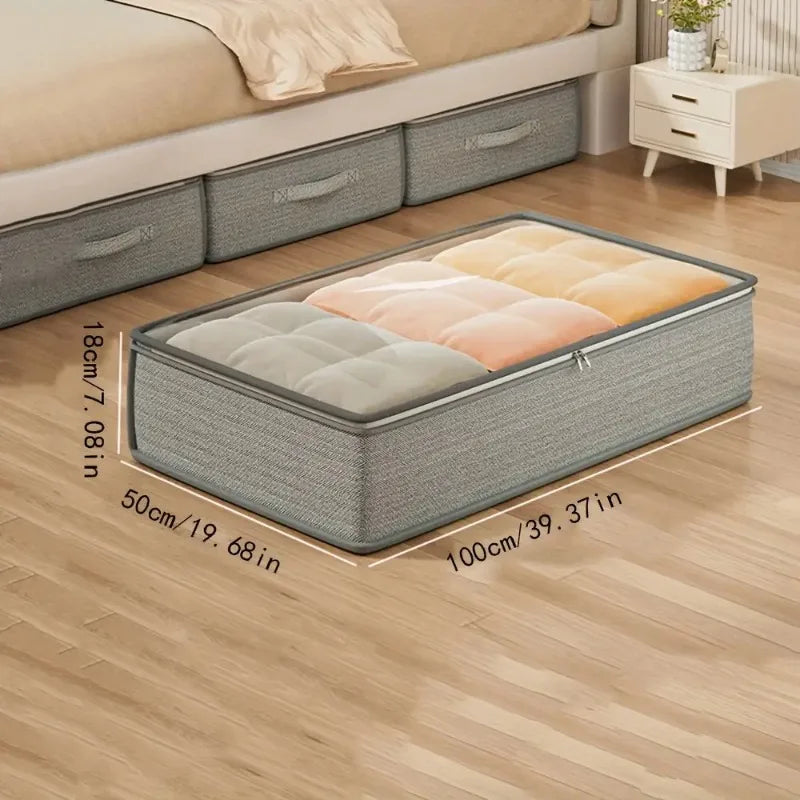 Large Under-Bed Storage Boxes,Stackable Durable Non-Woven Fabric Clothes Organizer Bins , for Bedroom Wardrobe Organization