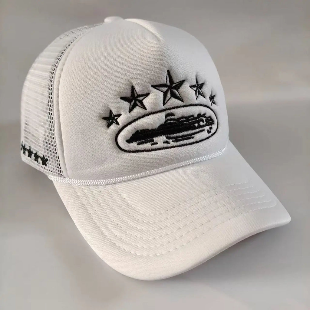 Fashionable and simple star-embroidered sponge baseball caps, men's and women's outdoor sports event mesh baseball caps