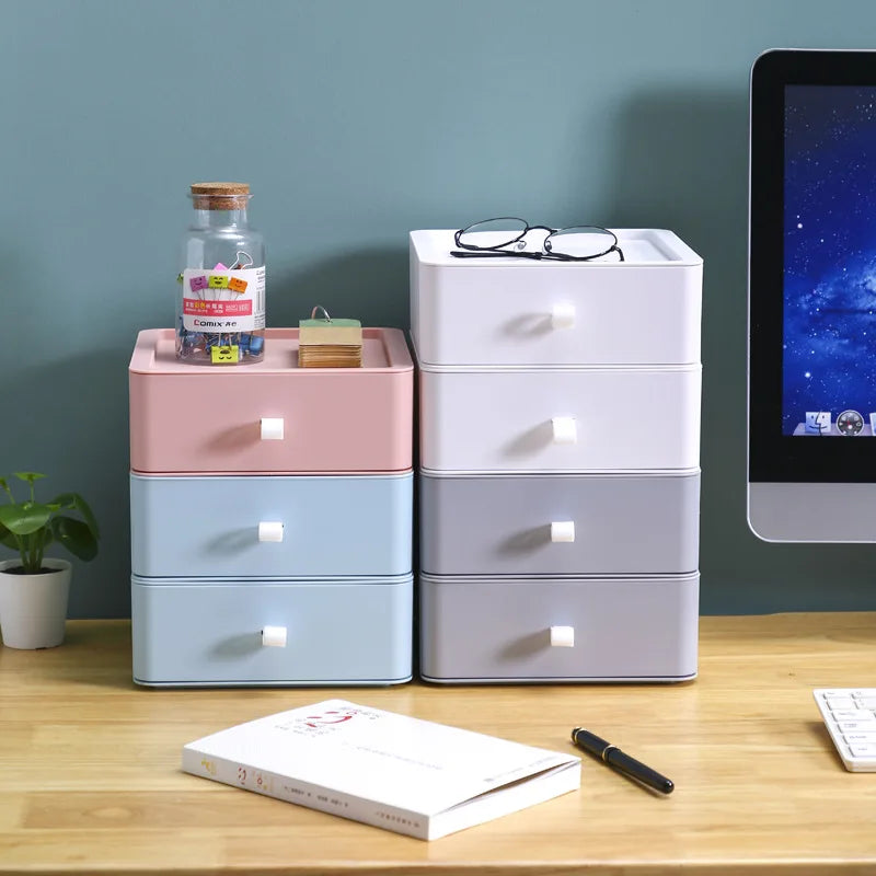 Office Supplies Desktop Storage Box Organizer Multi-layer Drawer Desk Storage Cabinet Rack Cosmetics Storage Box Desk Organizers