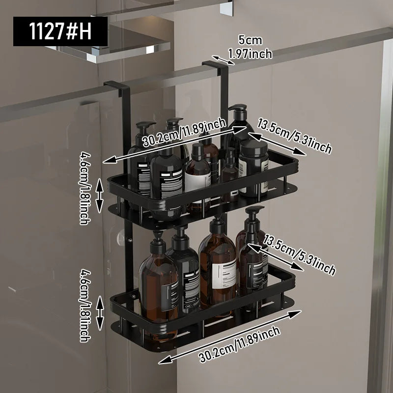 Shower Caddy Hanging 2 Tier Over Door Shower Shelf Bathroom Storage Rack No Drill for Shampoo and Razor Soap Bathroom Storage