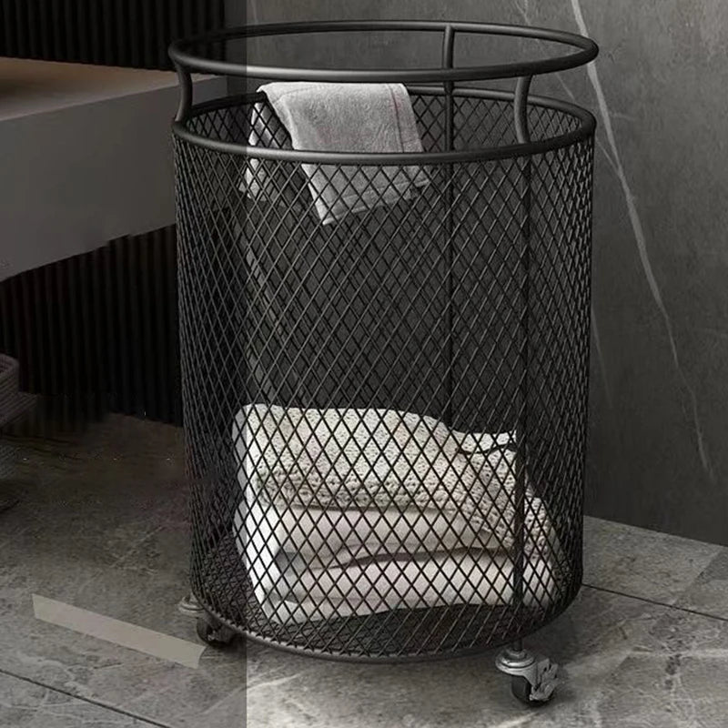 Nordic Laundry Baskets Portable Iron Laundry Baskets Large Capacity Storage Clothes Basket Bathroom Clothes Basket with Wheels