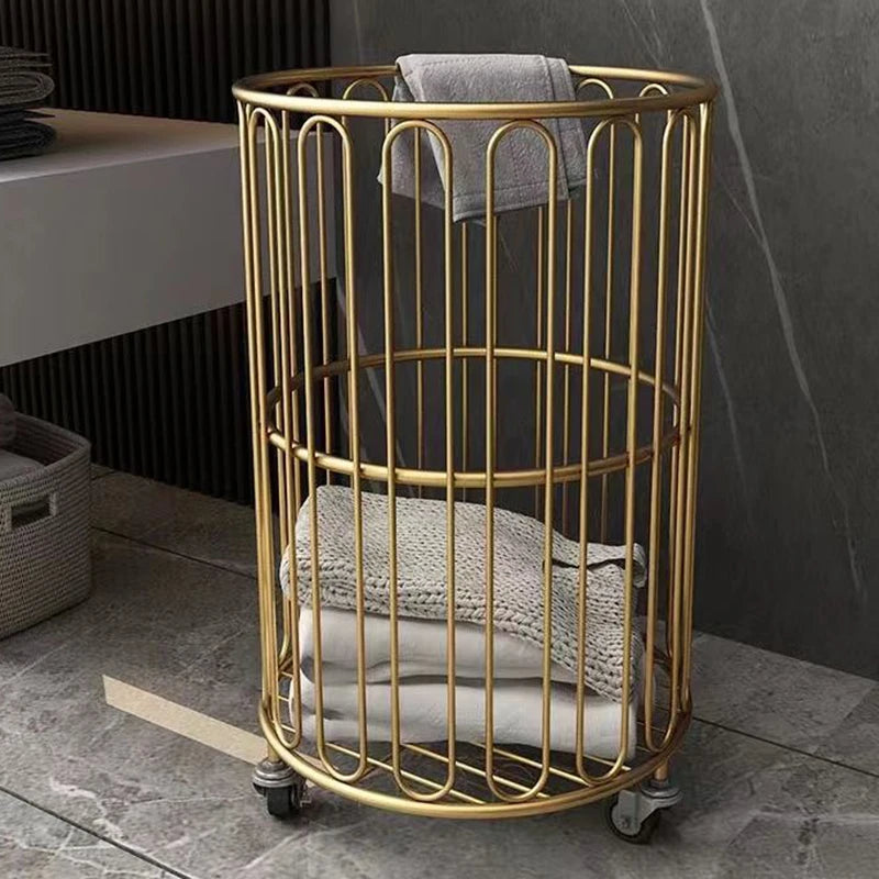Nordic Laundry Baskets Portable Iron Laundry Baskets Large Capacity Storage Clothes Basket Bathroom Clothes Basket with Wheels