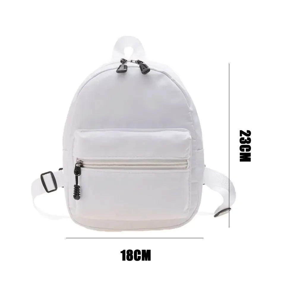 Teen Girls Casual Nylon Female Bag Mini Backpacks White Rucksack Small School Bags