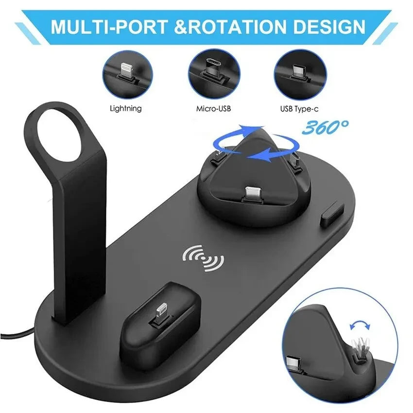 Universal Wireless Charging Station for iPhone17 16, 15, 14, 13, 12, 11 Pro Max/Pro/Mini/Plus & for AirPods Pro 2 - Quick Charge