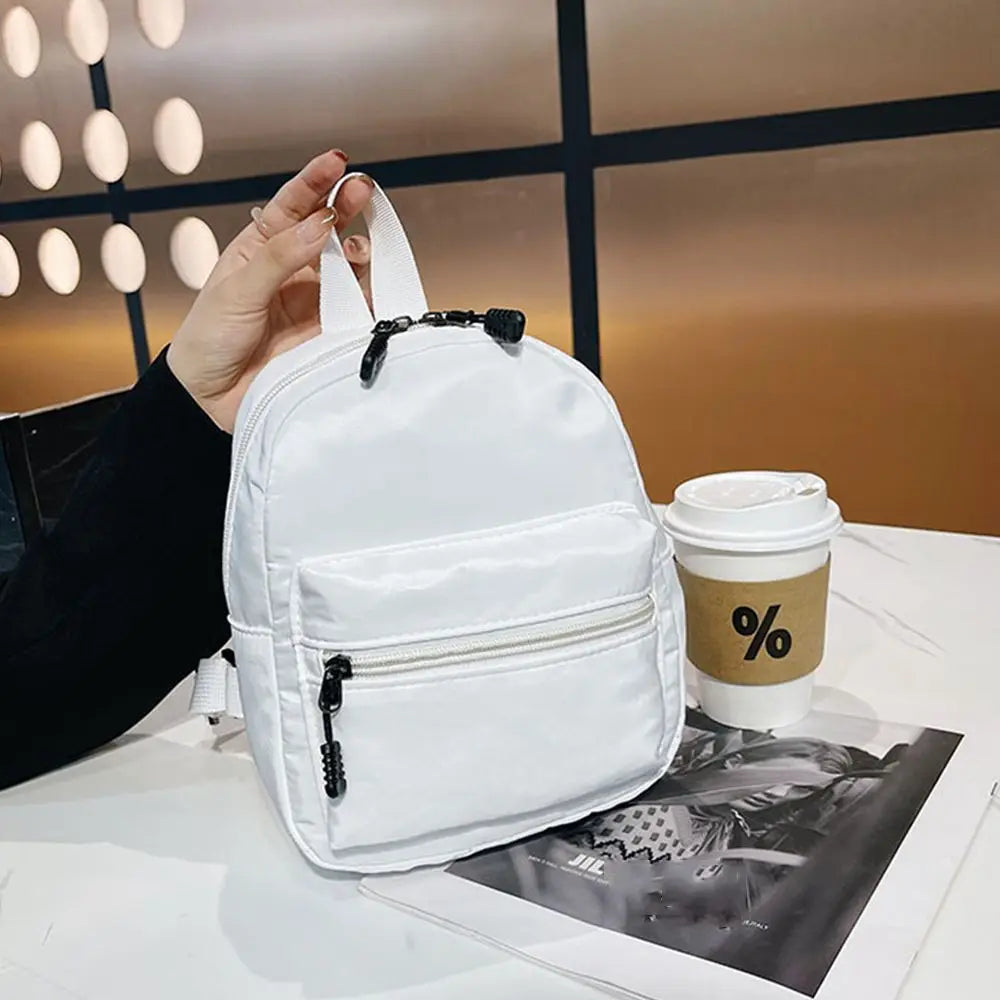 Teen Girls Casual Nylon Female Bag Mini Backpacks White Rucksack Small School Bags
