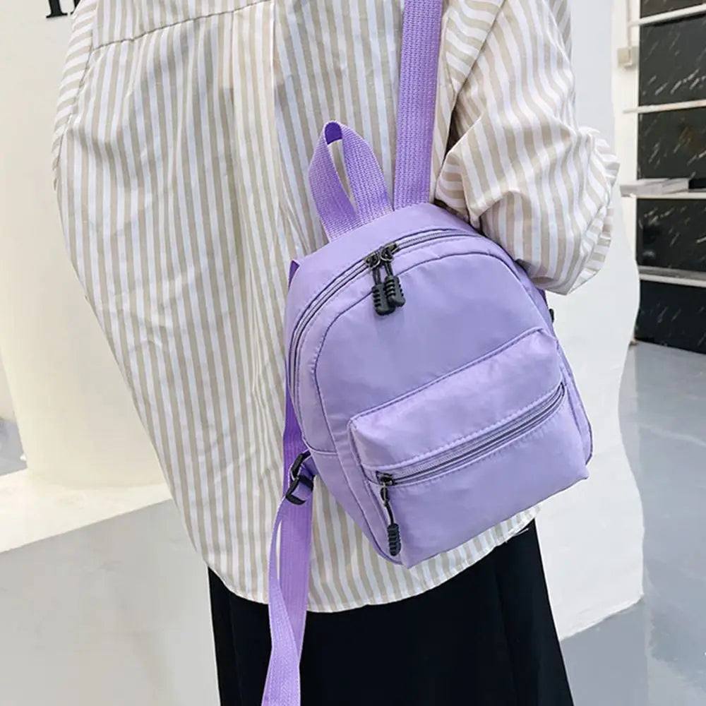 Teen Girls Casual Nylon Female Bag Mini Backpacks White Rucksack Small School Bags