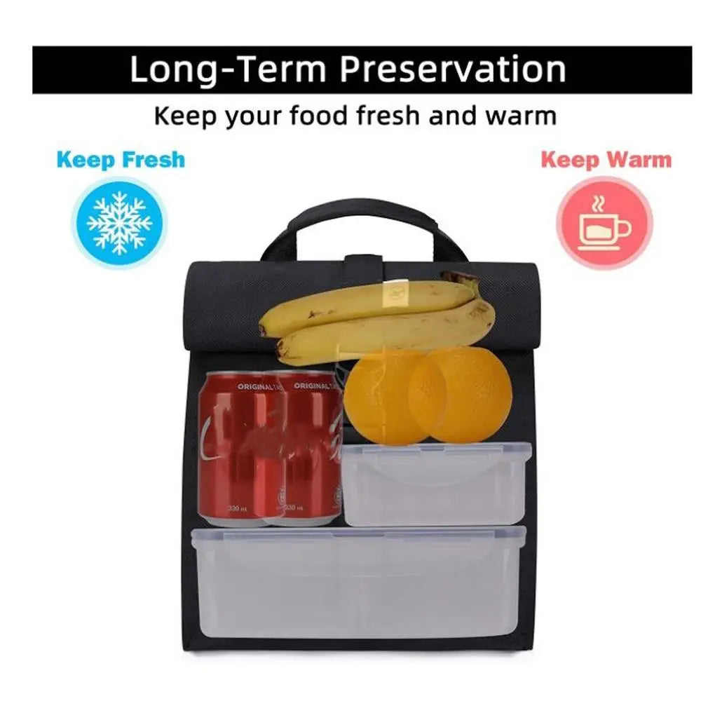 Adjustable Shoulder Strap Insulated Lunch Bag Lightweight Roll Top Collapsible Cooler Lunch Bags Shock-resistant Portable