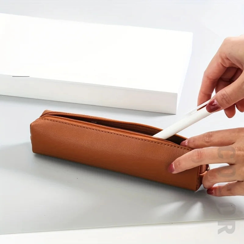 1pc Mini Makeup Pencil Case Bag, Premium Faux Leather Pencil Case: The Perfect Combination of Fashion and Function