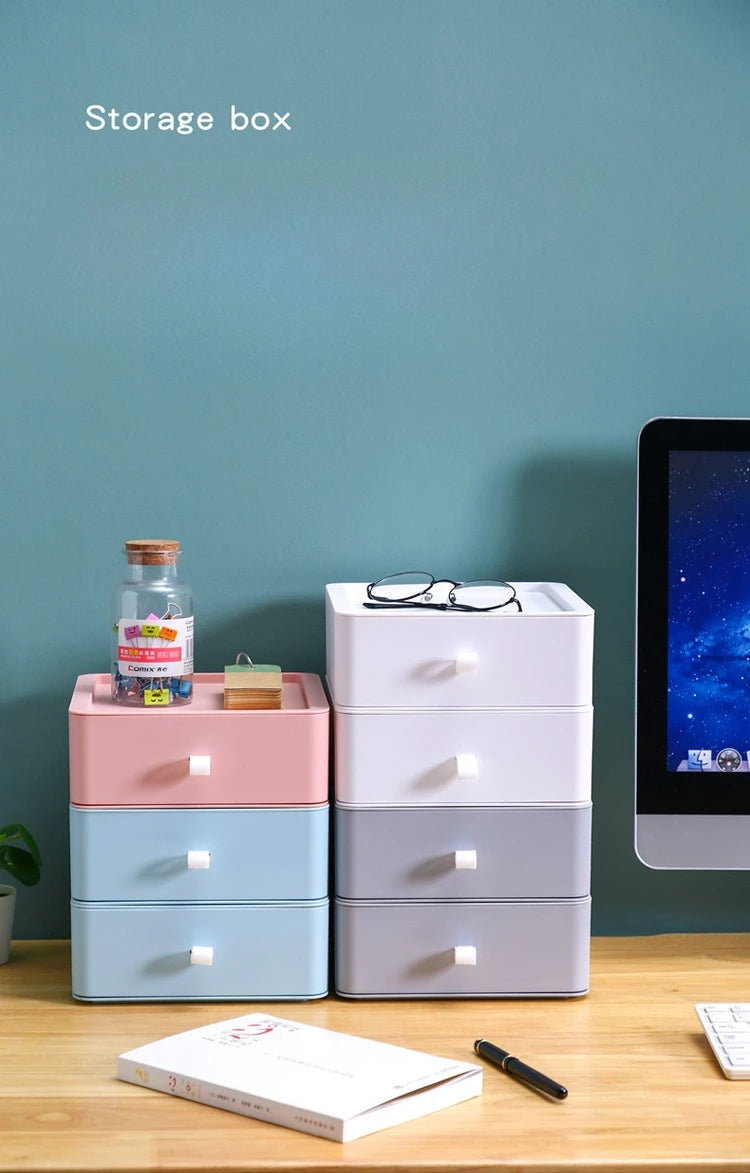 Office Supplies Desktop Storage Box Organizer Multi-layer Drawer Desk Storage Cabinet Rack Cosmetics Storage Box Desk Organizers