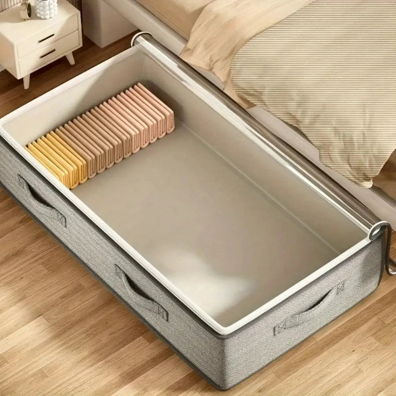 Large Under-Bed Storage Boxes,Stackable Durable Non-Woven Fabric Clothes Organizer Bins , for Bedroom Wardrobe Organization