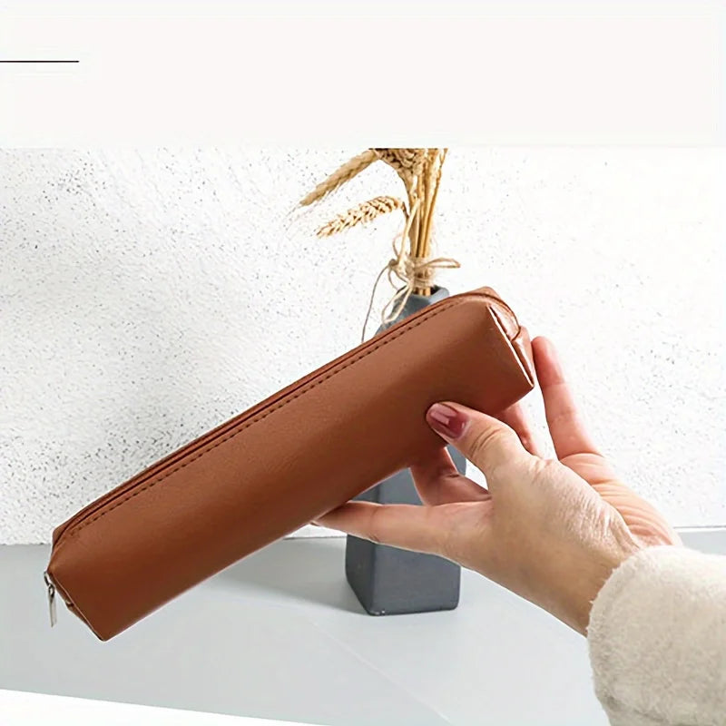 1pc Mini Makeup Pencil Case Bag, Premium Faux Leather Pencil Case: The Perfect Combination of Fashion and Function