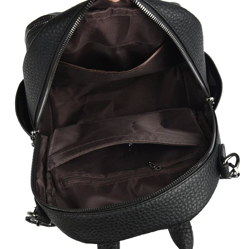 2025 Waterproof Leather Women Backpack Anti-theft Backpacks Shoulder Bags for Teenager Girls Large Capacity Travel School Bag