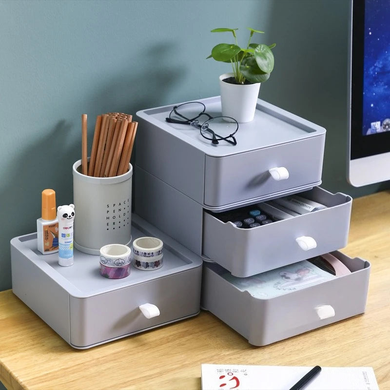 Office Supplies Desktop Storage Box Organizer Multi-layer Drawer Desk Storage Cabinet Rack Cosmetics Storage Box Desk Organizers