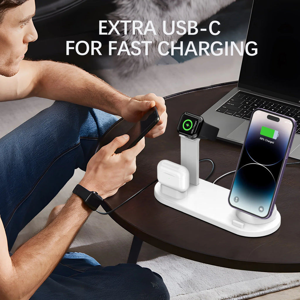 Universal Wireless Charging Station for iPhone17 16, 15, 14, 13, 12, 11 Pro Max/Pro/Mini/Plus & for AirPods Pro 2 - Quick Charge